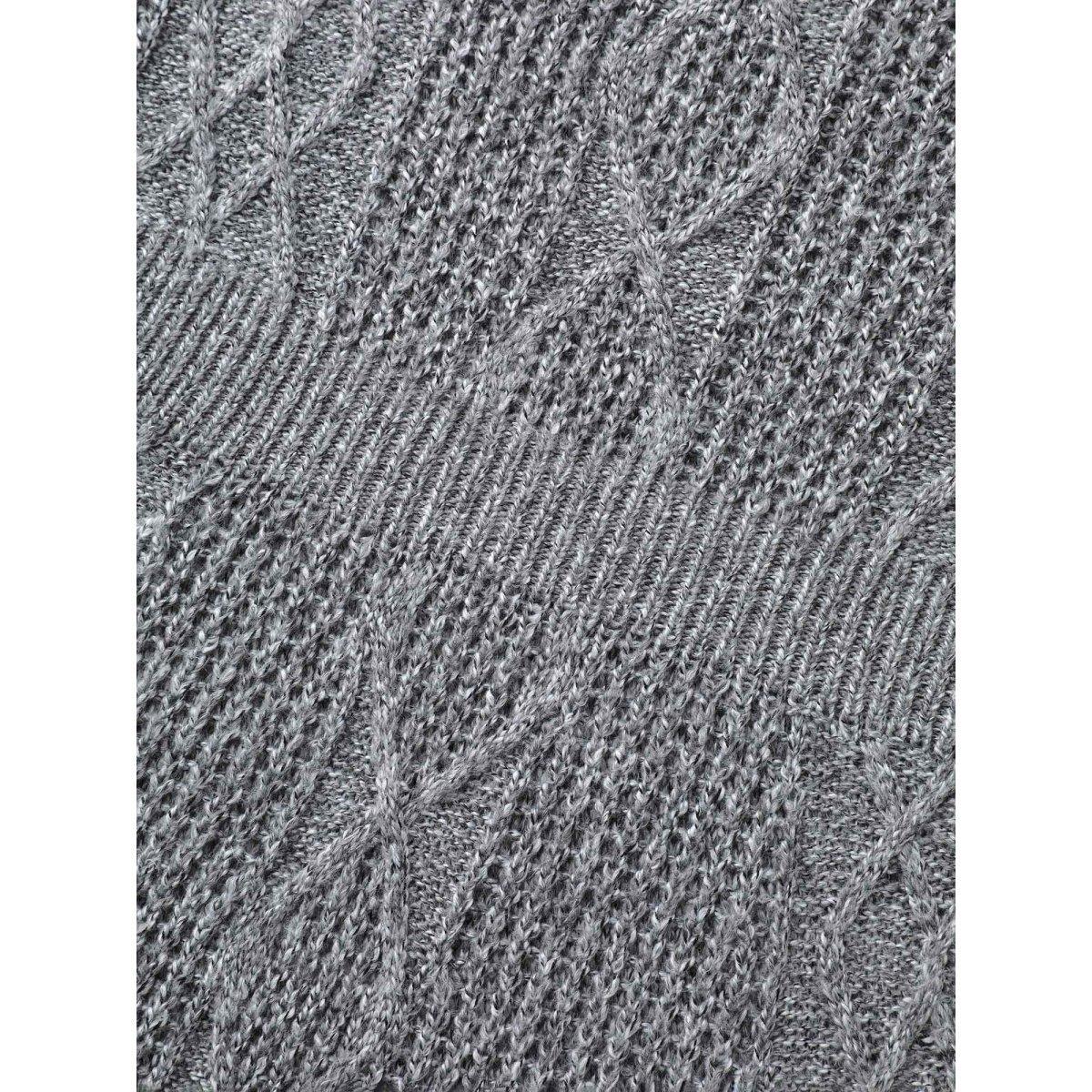 Plus Size Cable Knit Ribbed Waist Cinched Midi Sweater Dress Mediumgray Women Elegant Bodycon Long Sleeve Everyday Sweater Dresses BloomChic 14-16/1X Product Image