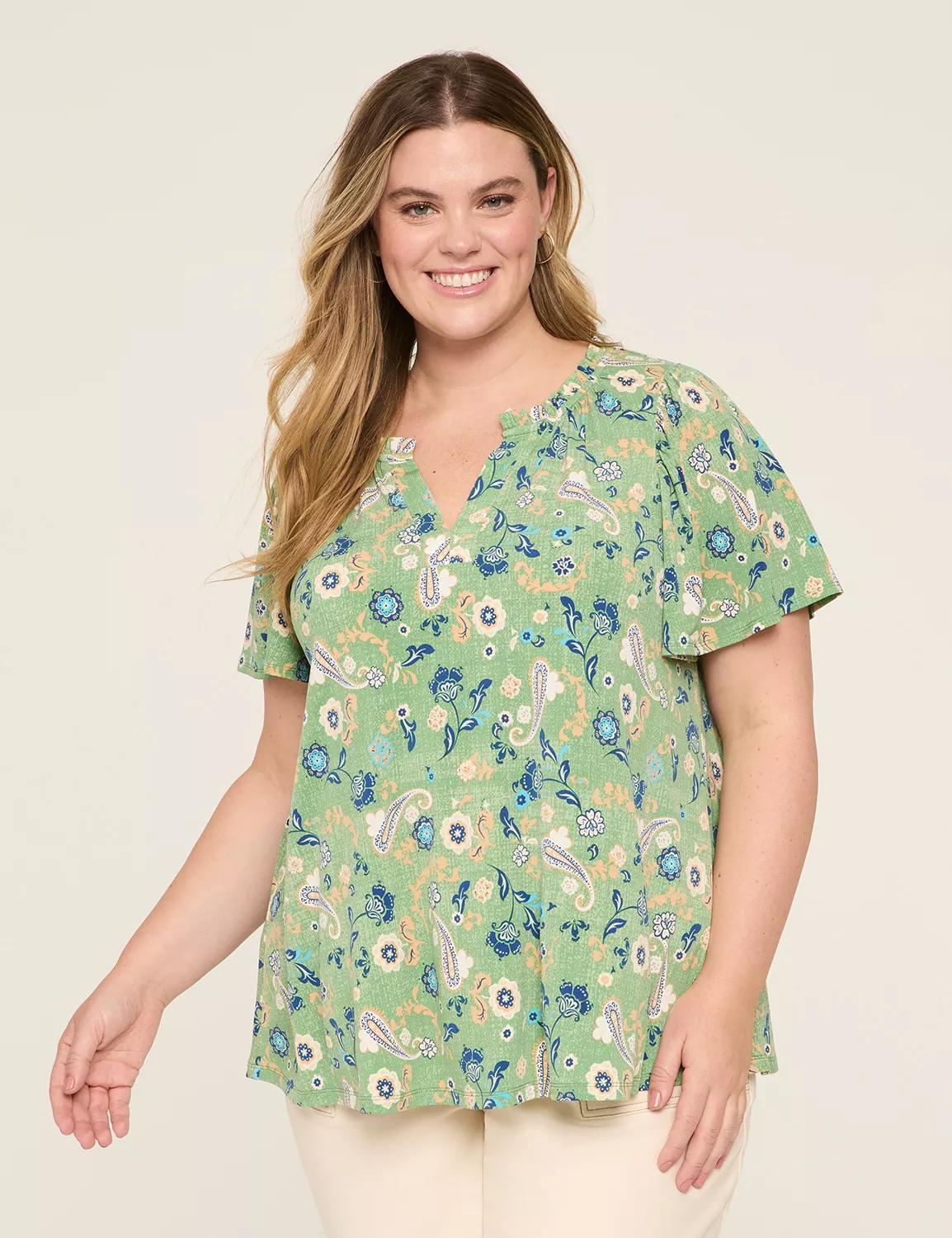 Ruffle Notch-Neck Top Product Image