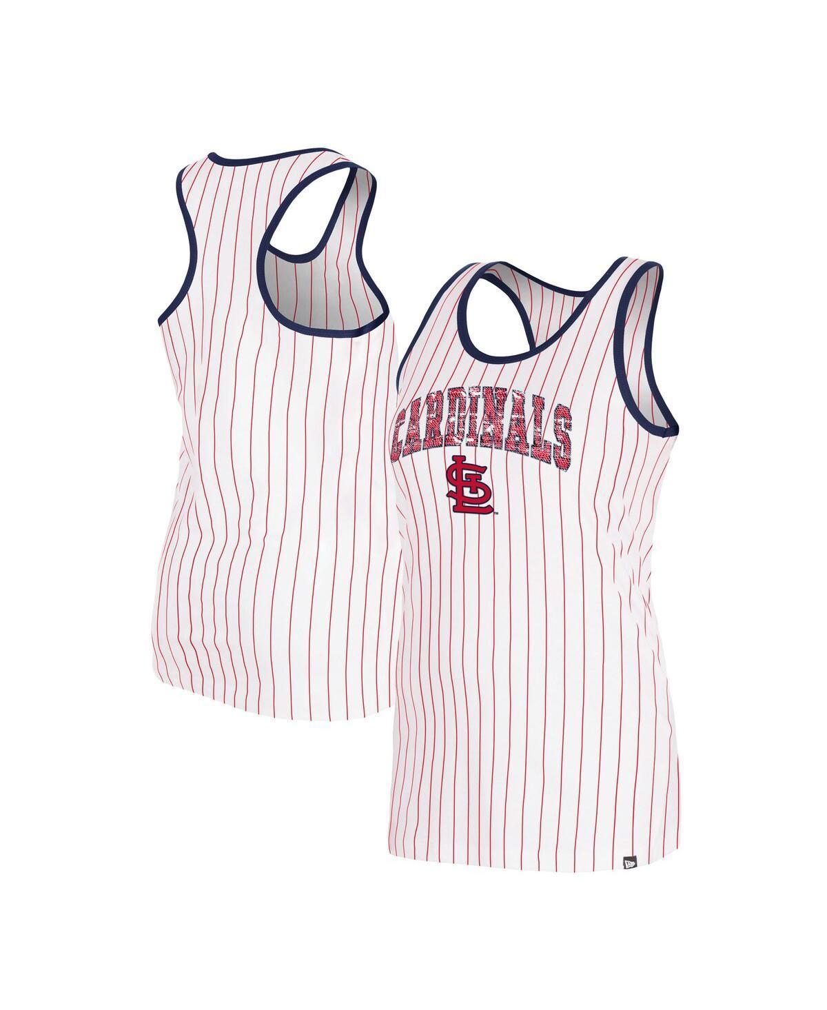 Women's New Era White St. Louis Cardinals Sequin Pinstripe Racerback Tank Top, Size: Medium Product Image