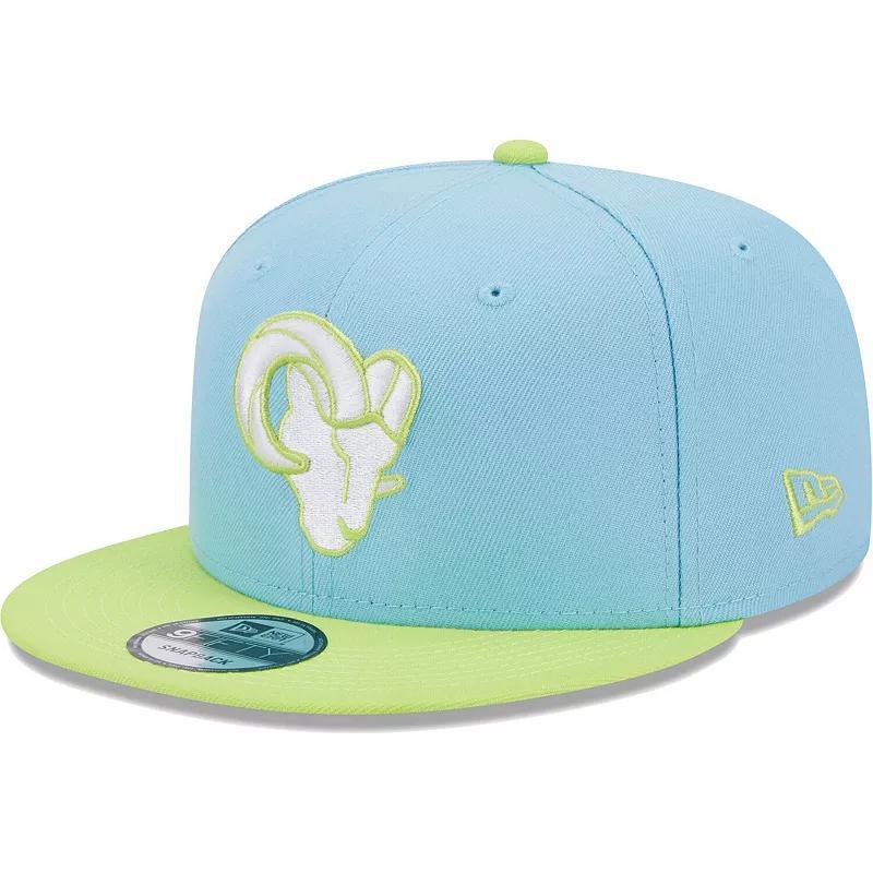 Mens New Era Blue/Neon Green Los Angeles Rams Two-Tone Color Pack 9FIFTY Snapback Hat Product Image