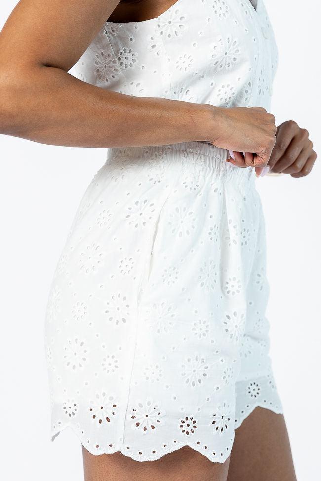 Ready, Set, Bloom White Eyelet Pull On Shorts SALE Product Image