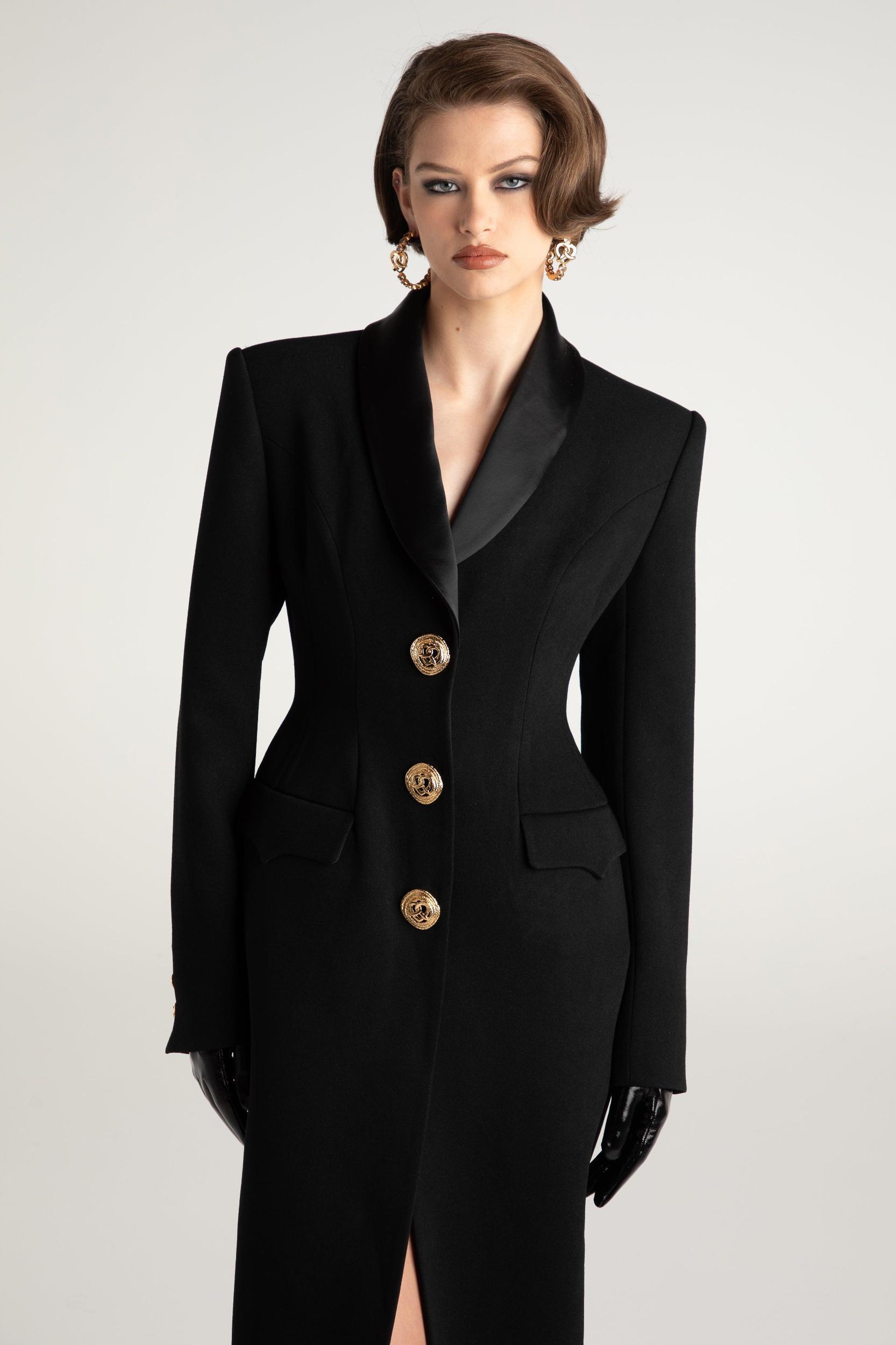 Evie Long Suit Jacket (Black) Product Image