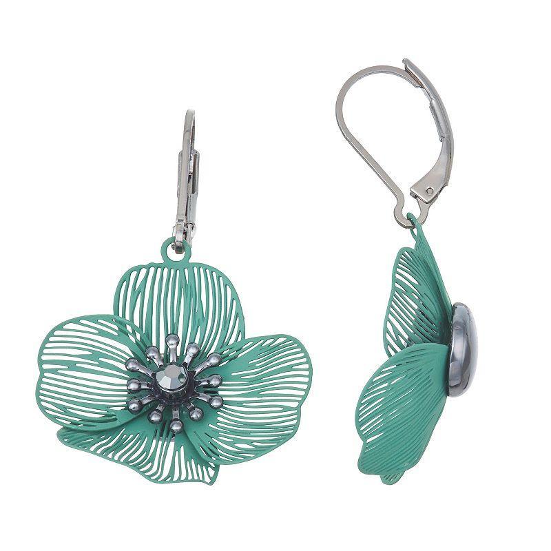 Simply Vera Vera Wang Leverback Small Flower Drop Earrings, Womens, Green Product Image