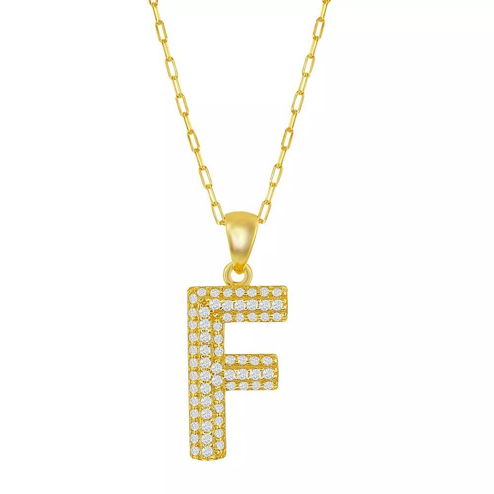 Sterling Silver Cubic Zirconia Block Initial Necklace, Women's, Size: 16-18" ADJ, H Product Image
