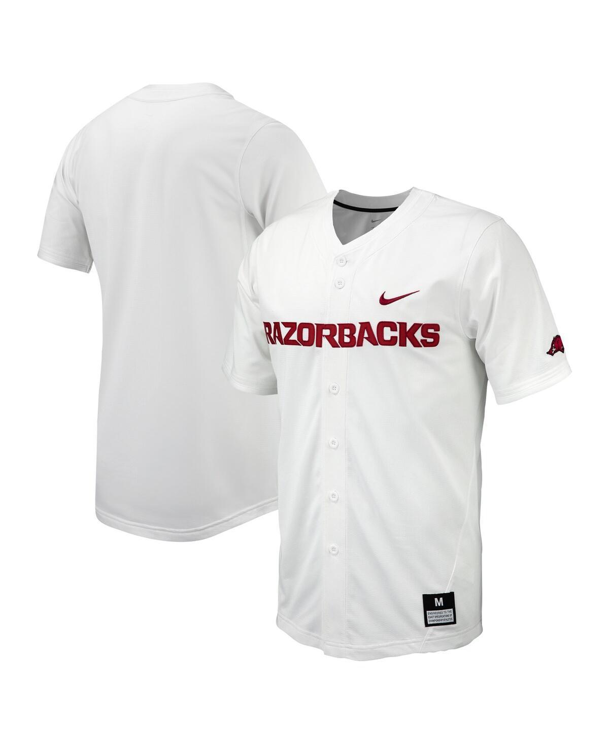 Men's Nike White Arkansas Razorbacks Replica Full-Button Baseball Jersey, Size: Medium Product Image