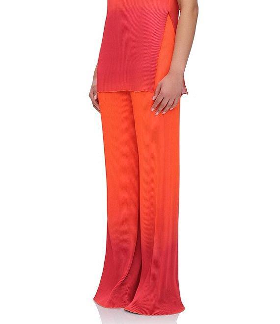 Andrea Iyamah Atti Pleated Ombre Plisse Straight Leg Pants Product Image