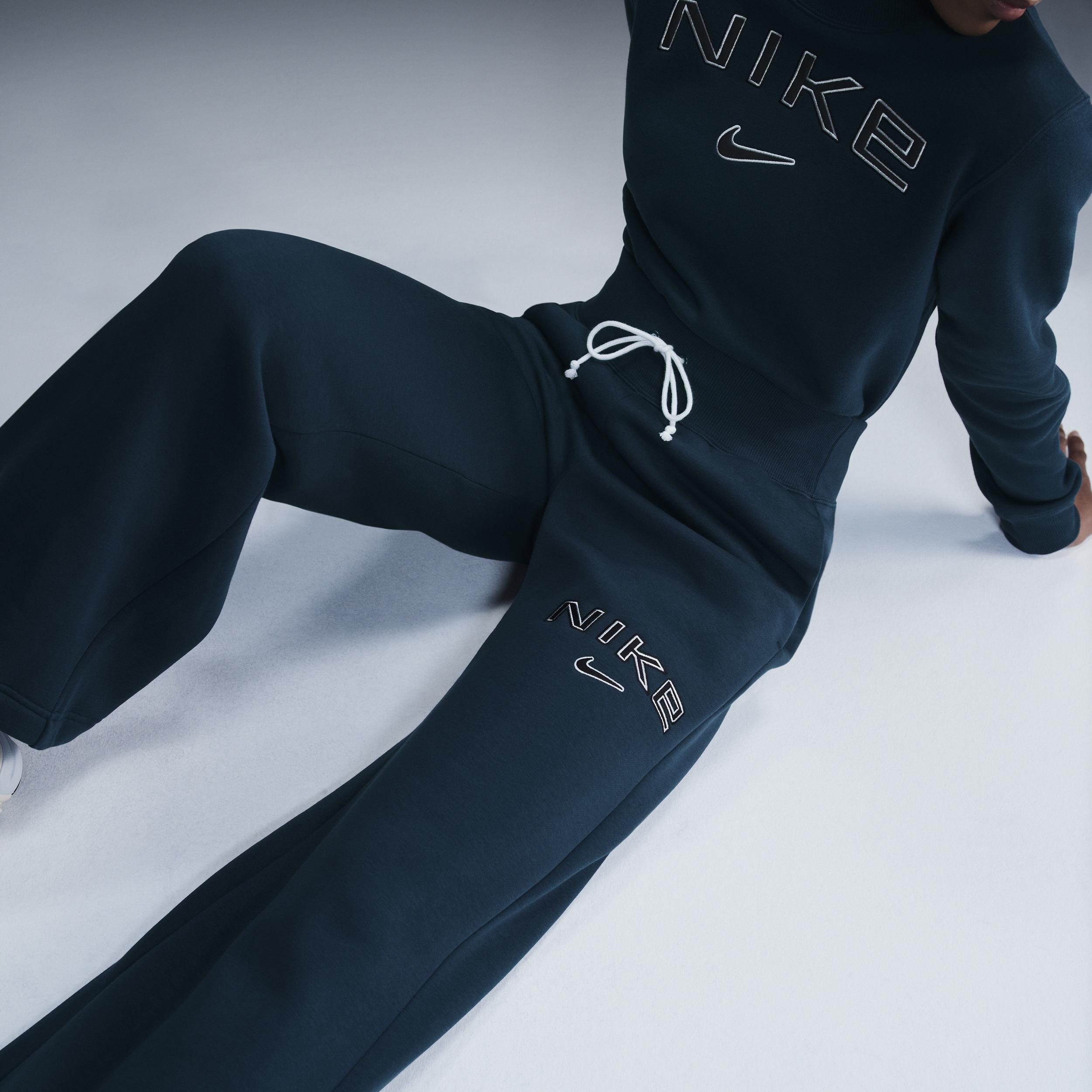 Nike Womens Sportswear Phoenix Fleece High-Waisted Wide-Leg Logo Pants Product Image