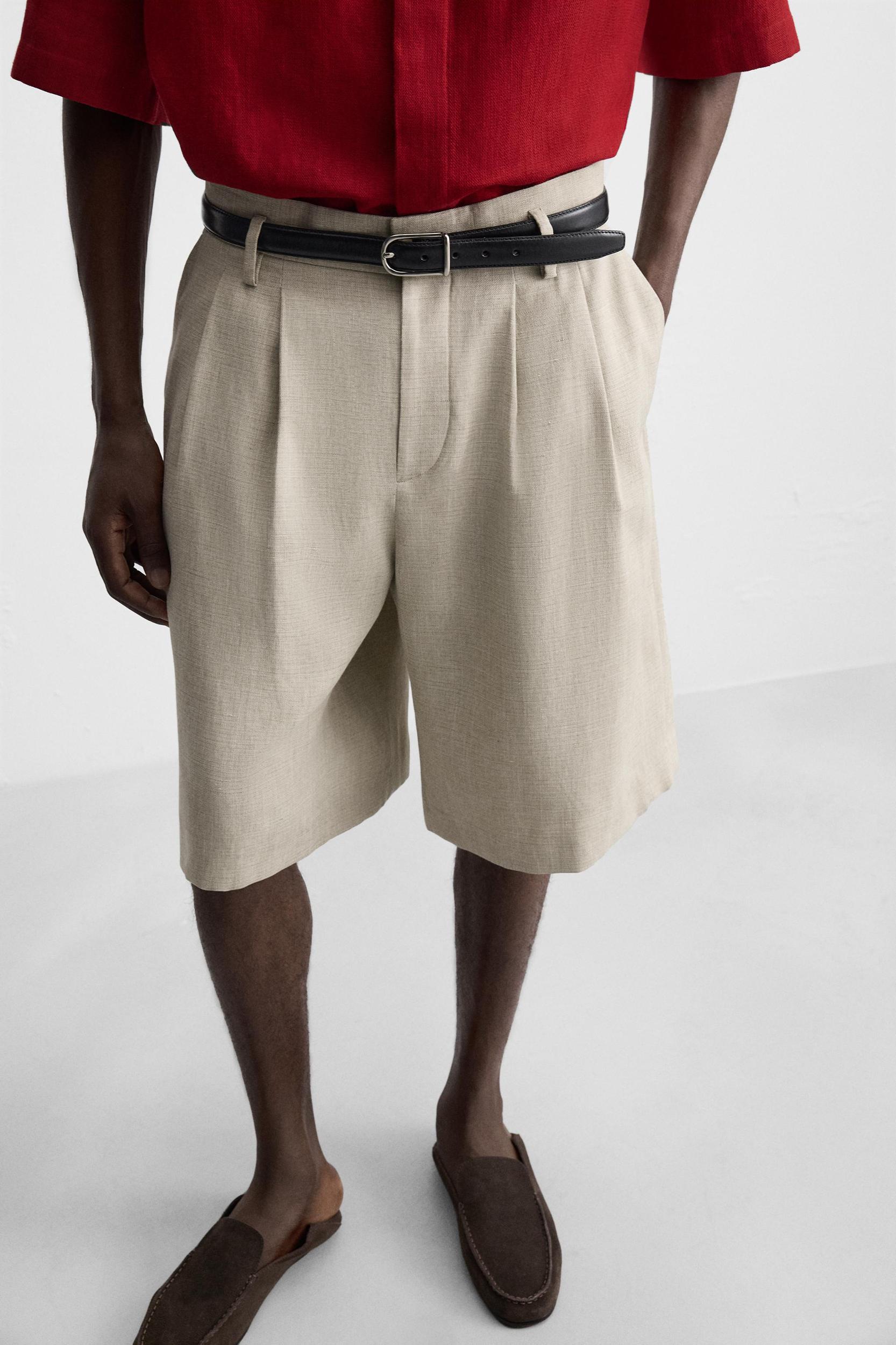 PLEATED WIDE FIT BERMUDA SHORTS Product Image