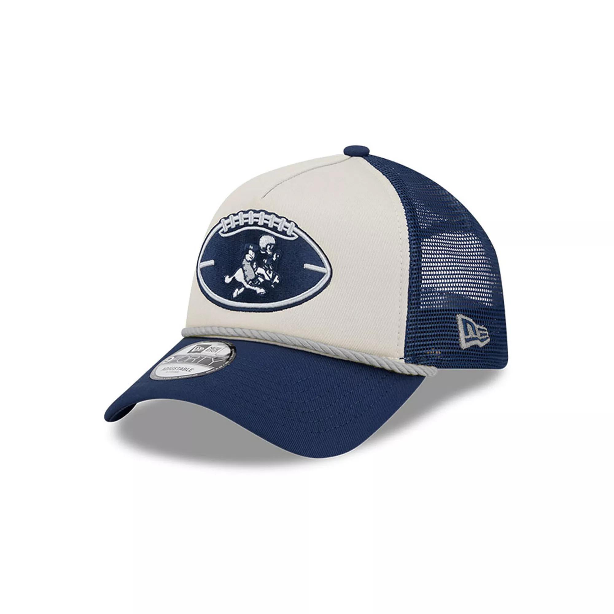 Men's New Era Stone/Navy Dallas Cowboys 2024 Sideline Historic 9FORTY A-Frame Trucker Adjustable Hat, Team Product Image