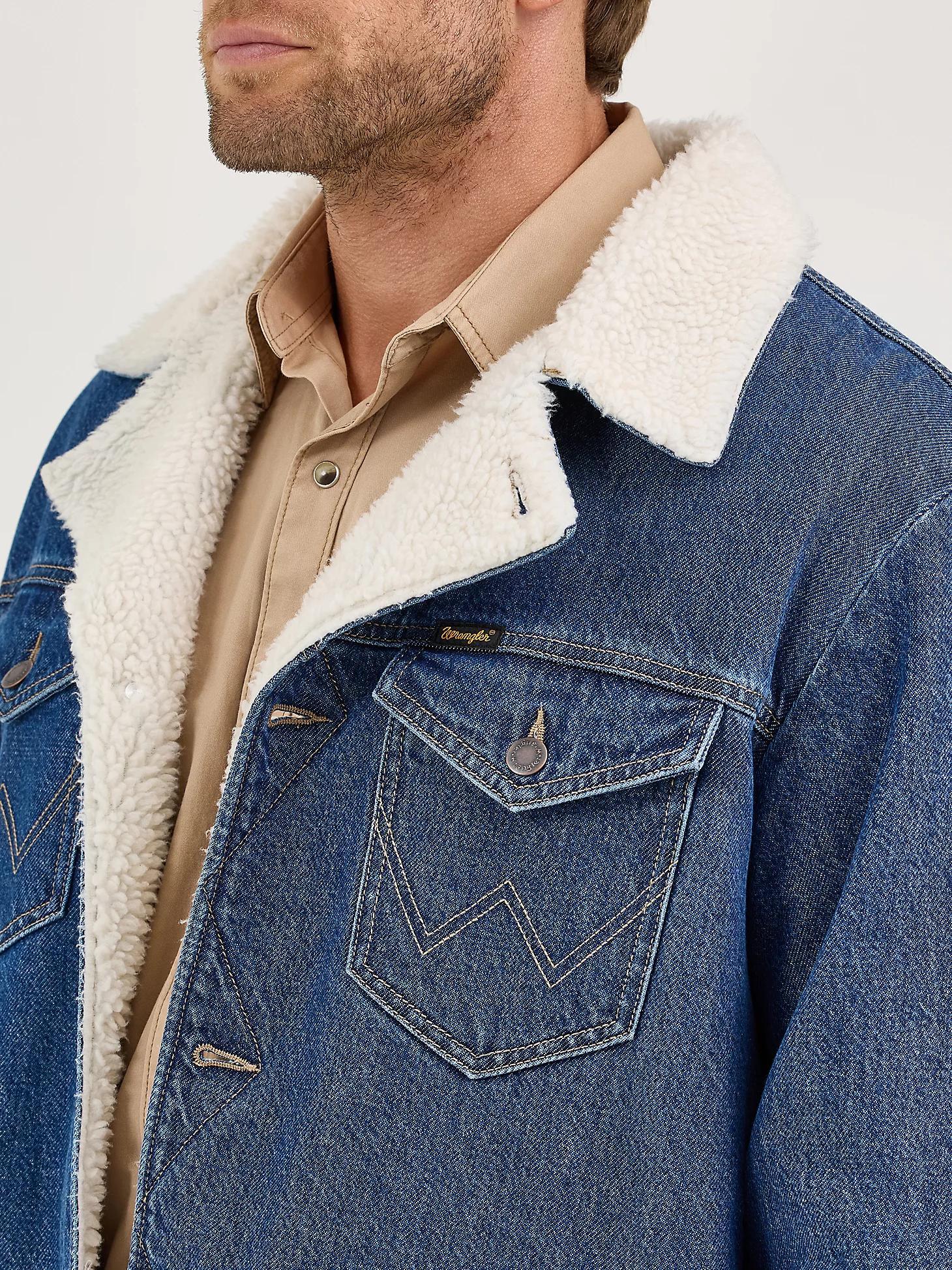 Men's Western Sherpa Lined Denim Wrange Jacket | Men's JACKETS & OUTERWEAR | Wrangler® Product Image