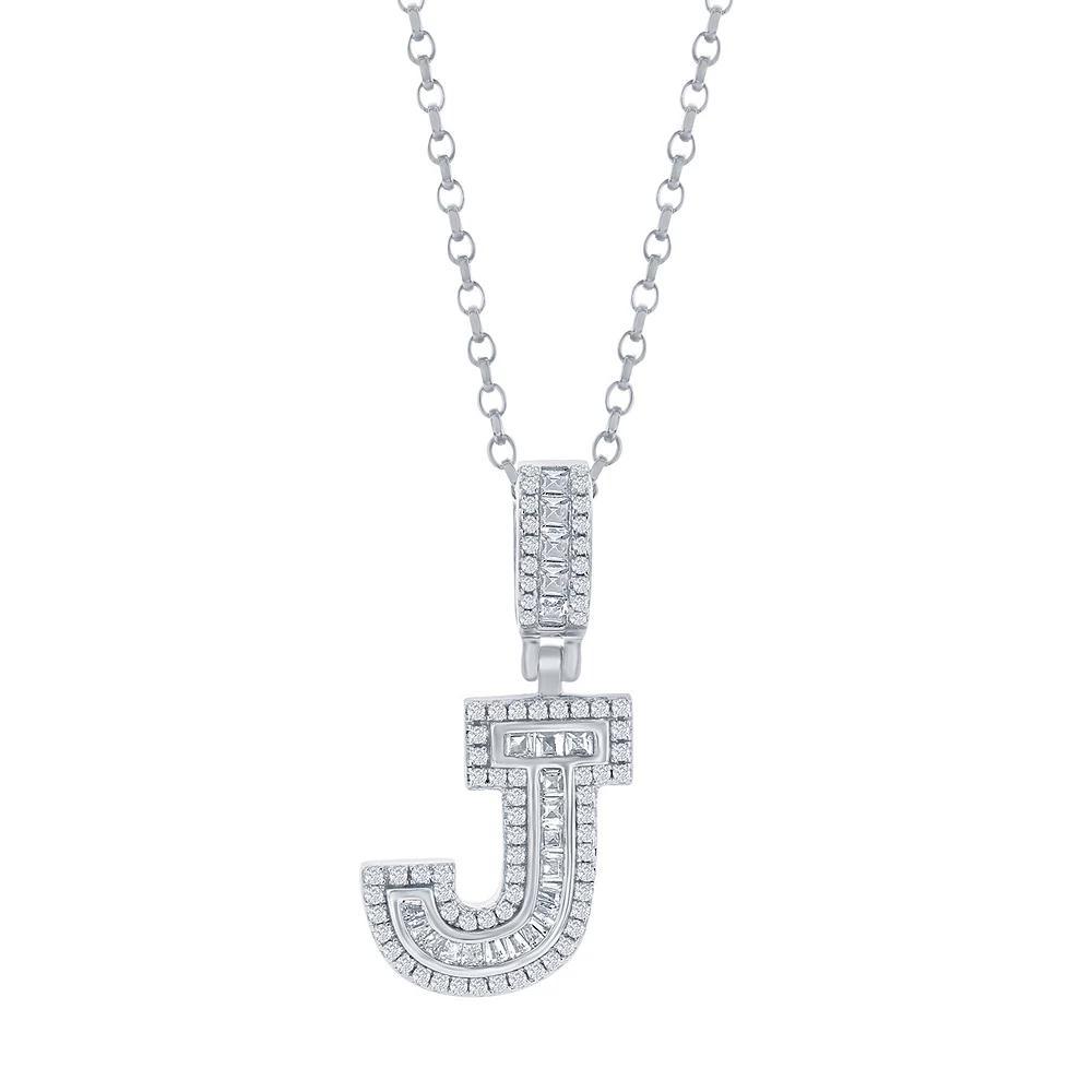 Argento Bella Sterling Silver Cubic Zirconia Initial Pendant Necklace, Women's, Size: 18", Sterling E Product Image
