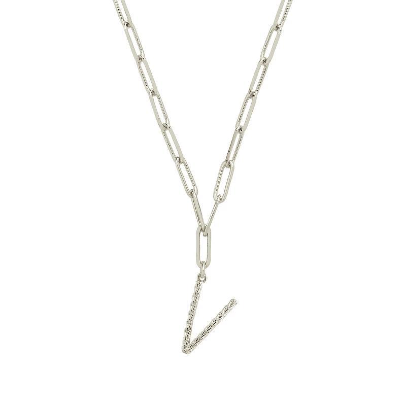 MC Collective Braided Initial Pendant Necklace, Women's, Size: 16", Silver Tone H Product Image
