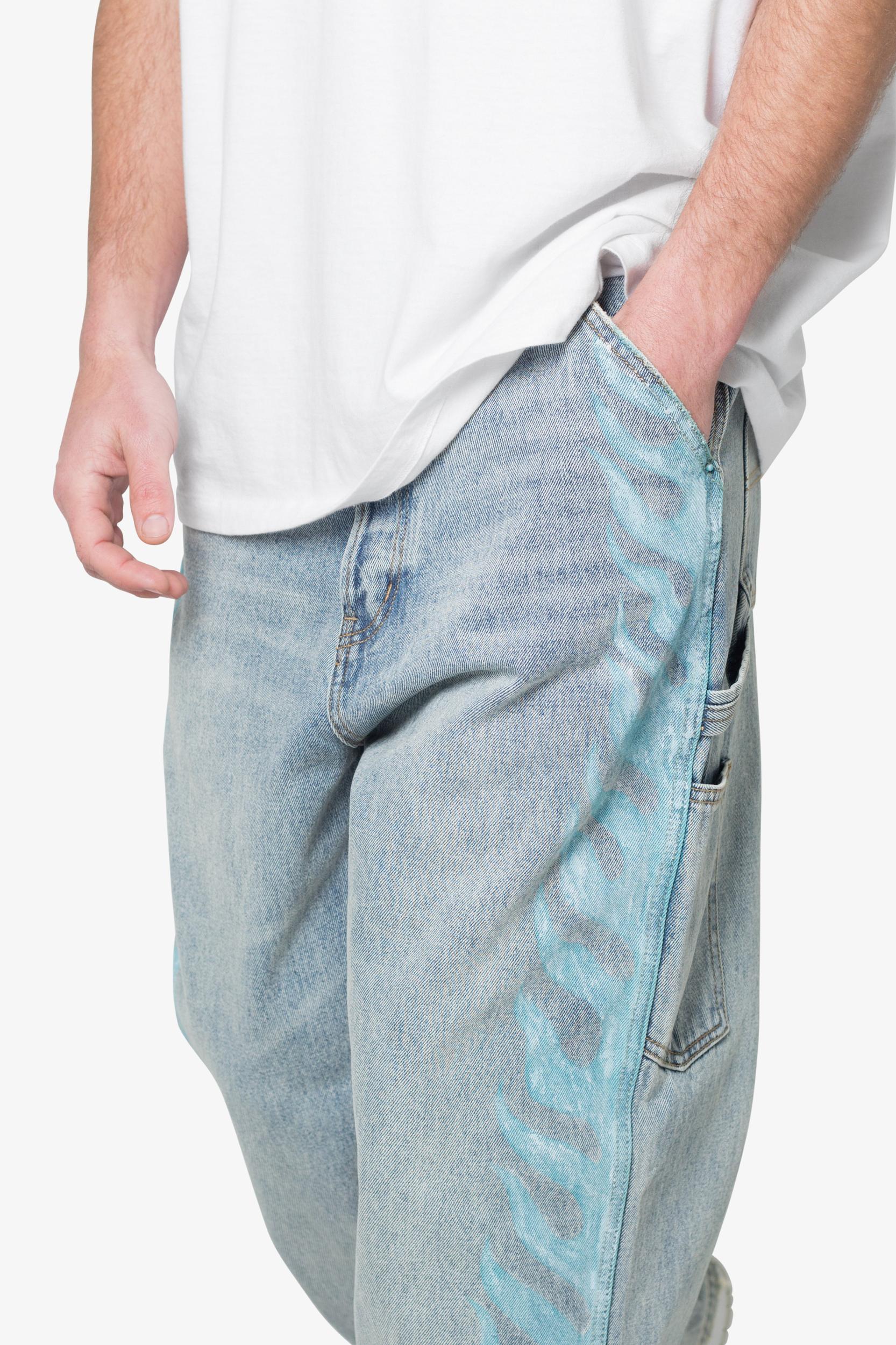 Ultra Baggy Flame Denim - Blue Product Image