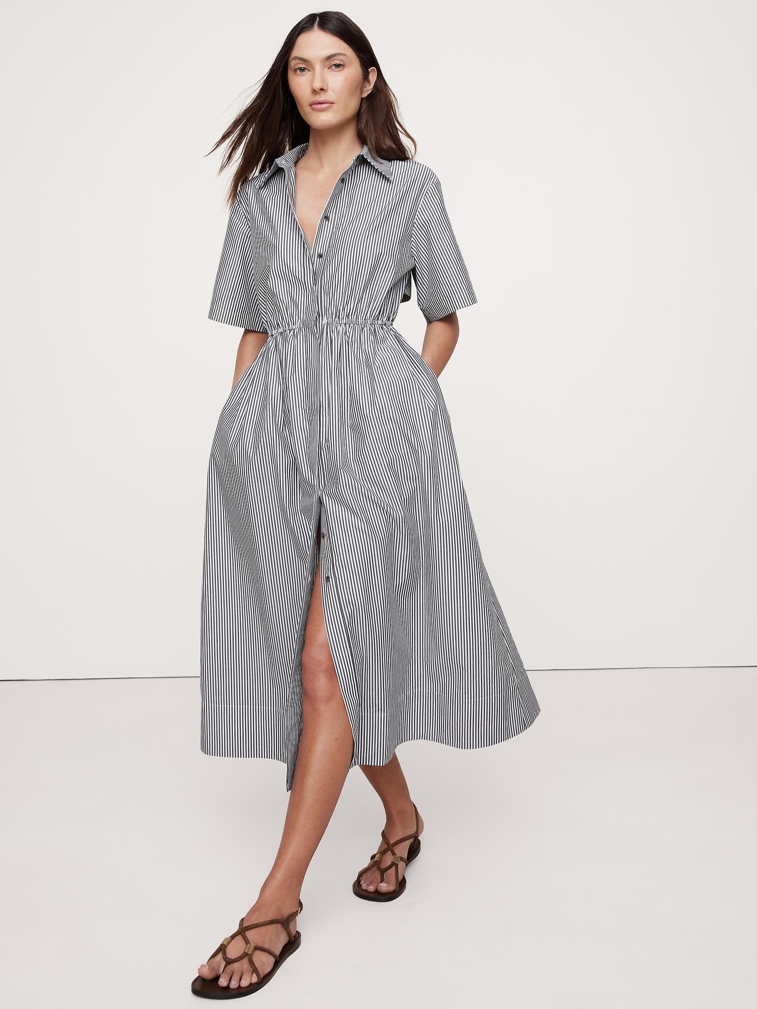 Cotton Poplin Open-Back Shirt Dress Product Image