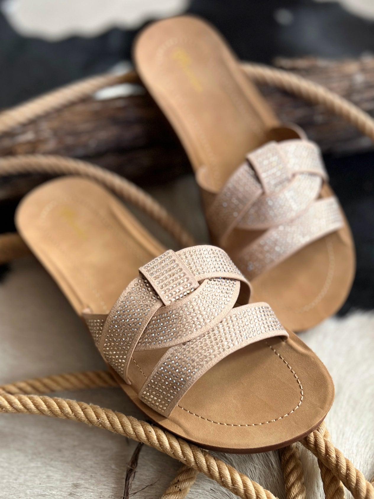 Cindy Sparkly Nude Slides* Product Image