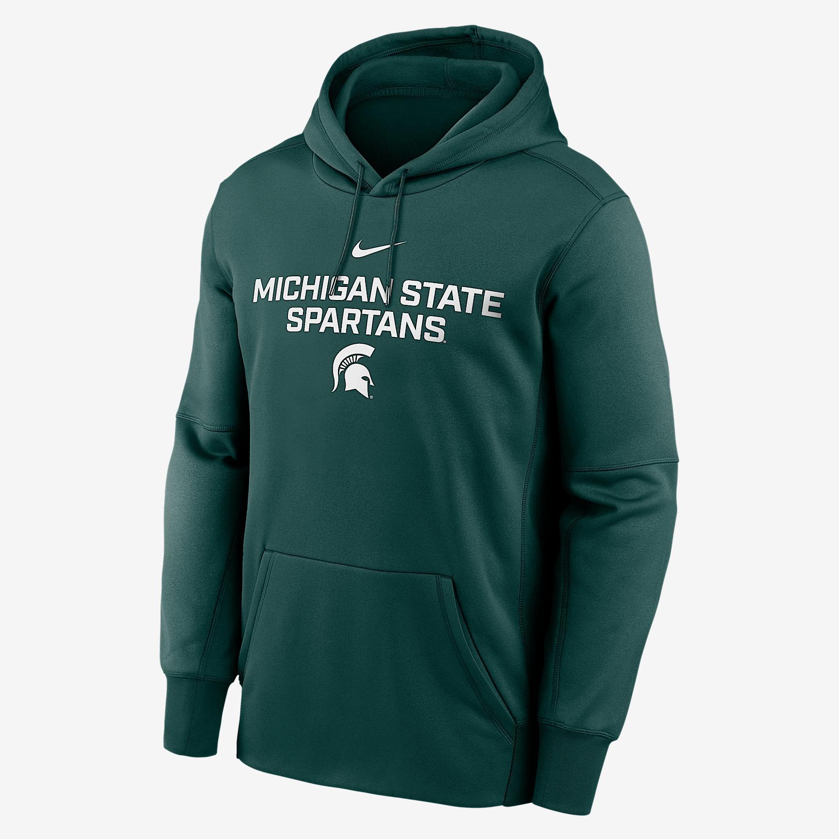 Michigan State Team Stacked Men’s Nike Therma College Pullover Hoodie Product Image