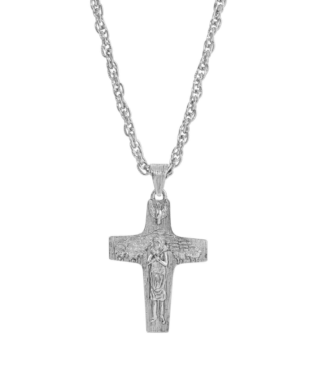 Symbols of Faith Silver-Tone Pope Francis Necklace, Womens, Silver Tone Product Image