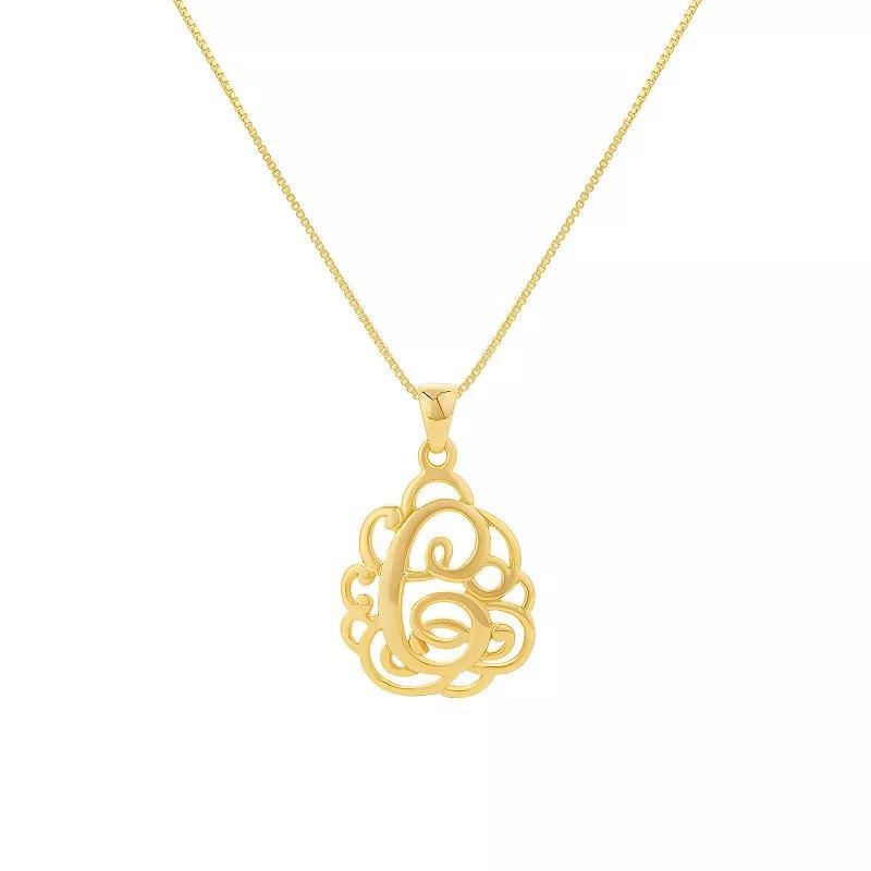 PRIMROSE Sterling Silver Monogram Initial Pendant Necklace, Women's, Size: 18", Gold Tone T Product Image