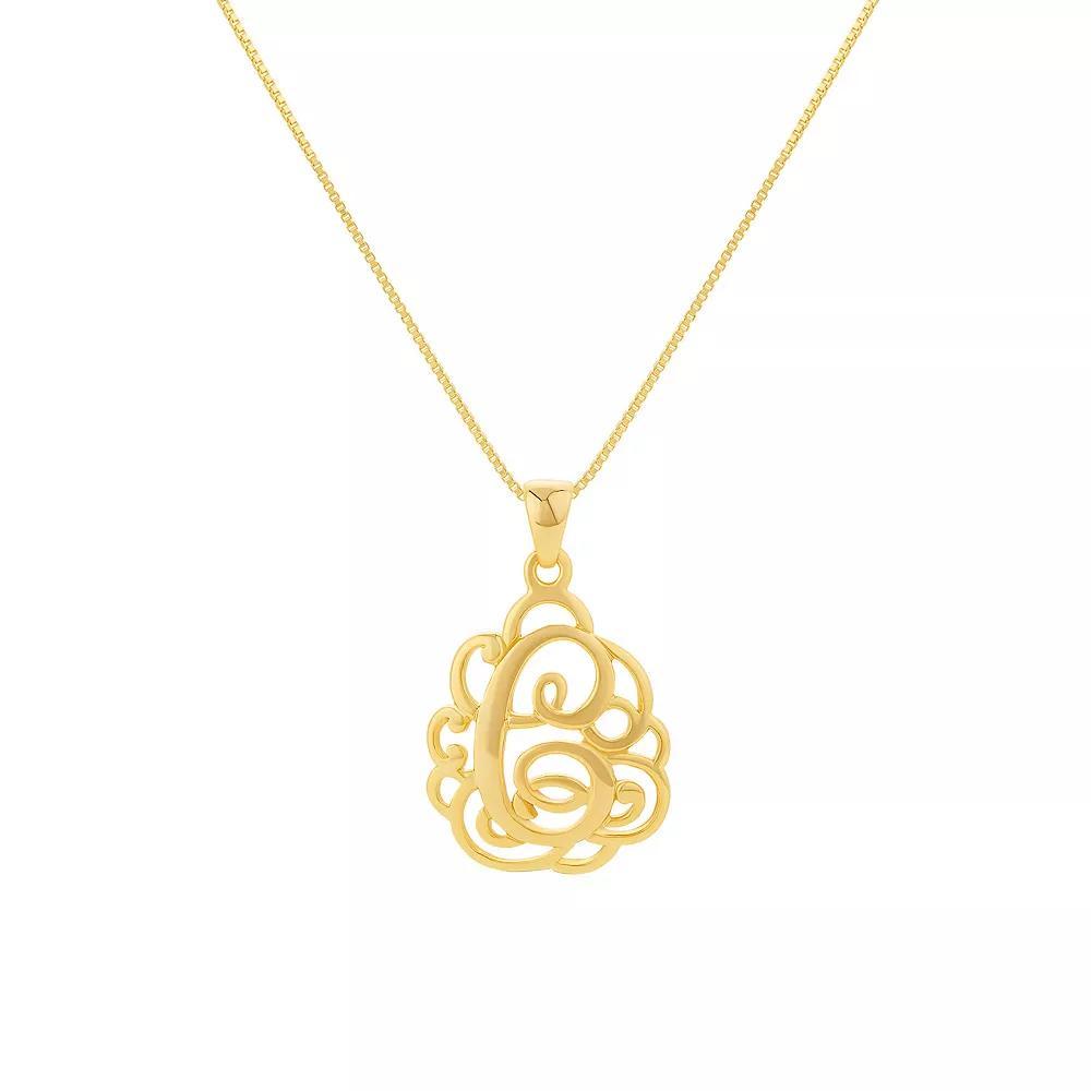 PRIMROSE Sterling Silver Monogram Initial Pendant Necklace, Women's, Size: 18", Gold Tone T Product Image