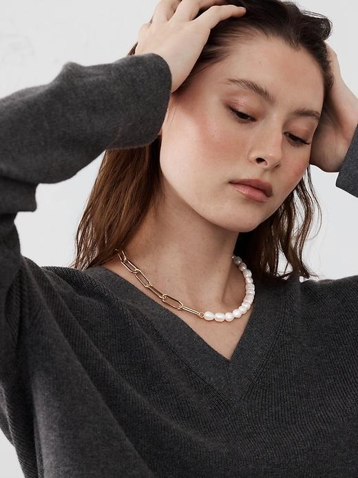 Pearl Chain Link Necklace Product Image