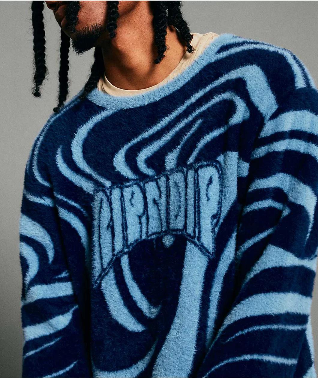 RIPNDIP Psychedelic Fuzzy Navy Sweater Product Image