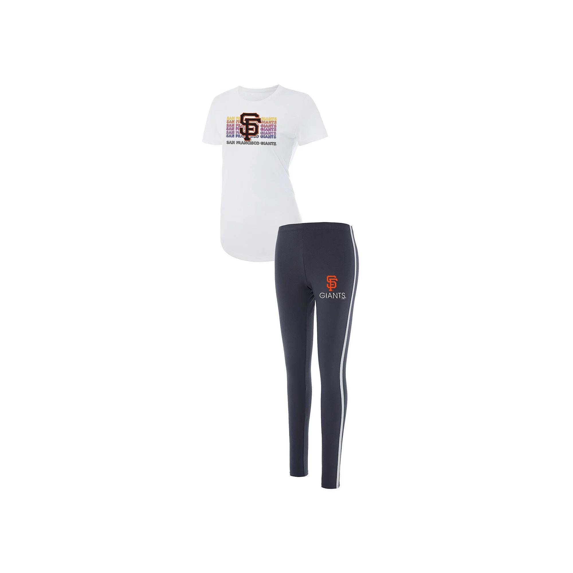 Women's Concepts Sport Charcoal/White San Francisco Giants Sonata T-Shirt & Leggings Sleep Set, Size: Small Product Image