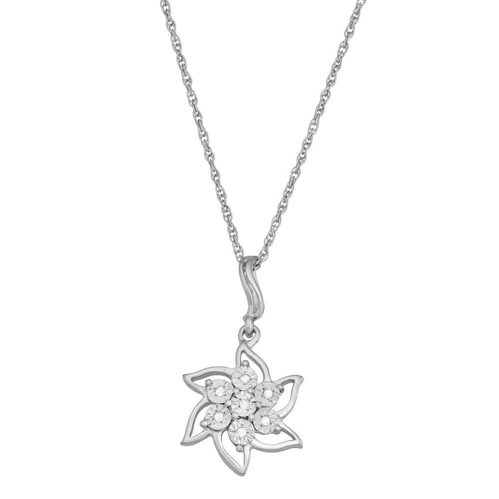 Jewelexcess Sterling Silver Diamond Accent Flower Pendant Necklace, Women's, Size: 18" Product Image