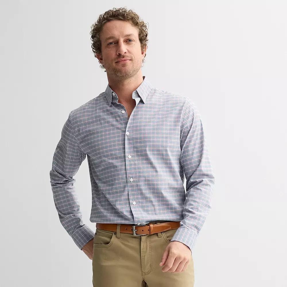 Men's Sonoma Goods For Life® Short-Sleeve Printed Slim Fit Performance Shirt, Size: XXL SLIM, Blue White Mini Stripe Product Image