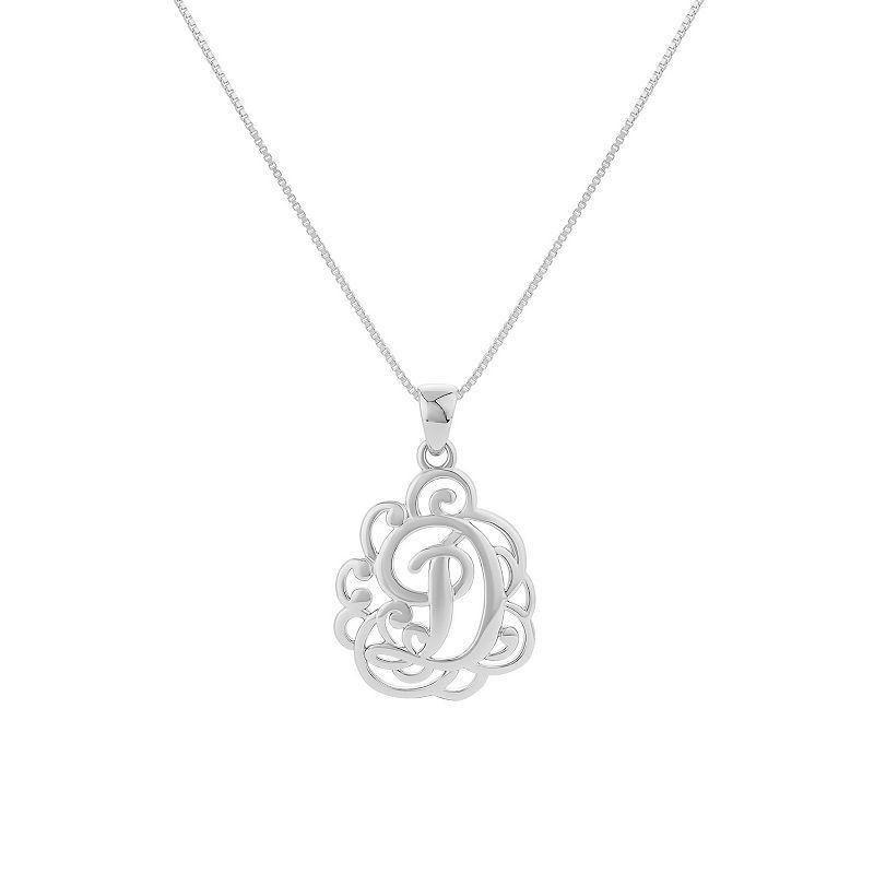 PRIMROSE Sterling Silver Monogram Initial Pendant Necklace, Women's, Size: 18", Silver Tone L Product Image