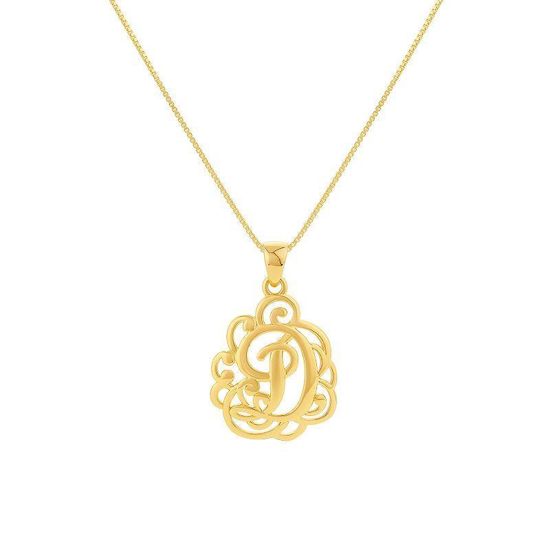 PRIMROSE Sterling Silver Monogram Initial Pendant Necklace, Women's, Size: 18", Gold Tone T Product Image