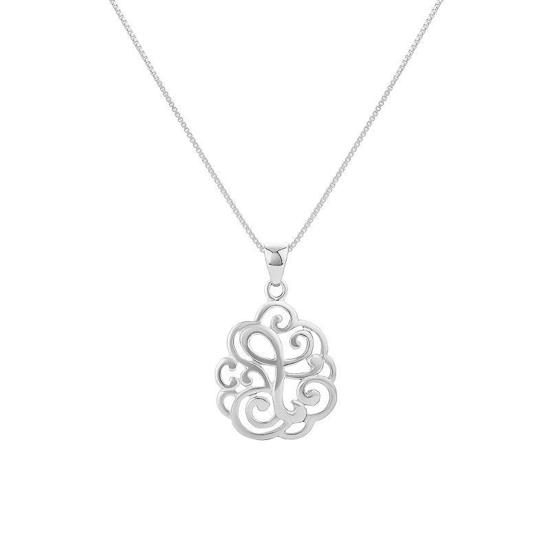 PRIMROSE Sterling Silver Monogram Initial Pendant Necklace, Women's, Size: 18", Silver Tone F Product Image