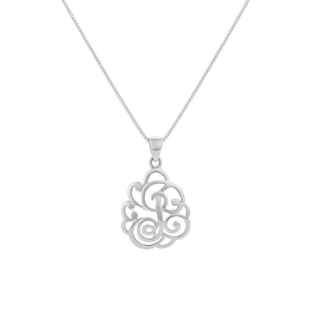 PRIMROSE Sterling Silver Monogram Initial Pendant Necklace, Women's, Size: 18", Silver Tone F Product Image