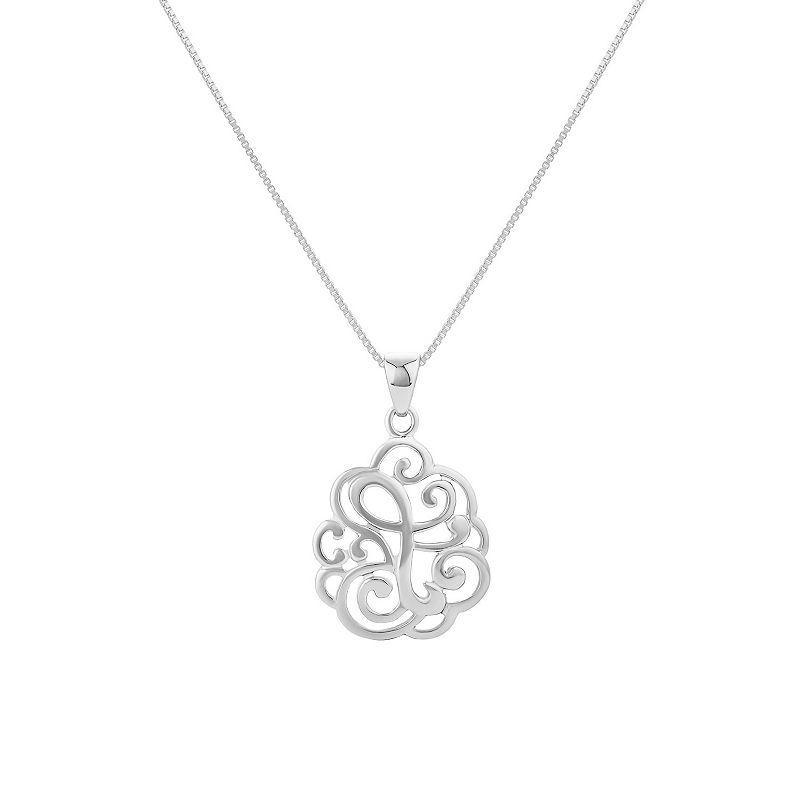 PRIMROSE Sterling Silver Monogram Initial Pendant Necklace, Women's, Size: 18", Silver Tone F Product Image