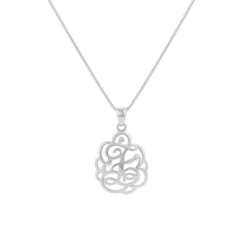 PRIMROSE Sterling Silver Monogram Initial Pendant Necklace, Women's, Size: 18", Silver Tone F Product Image