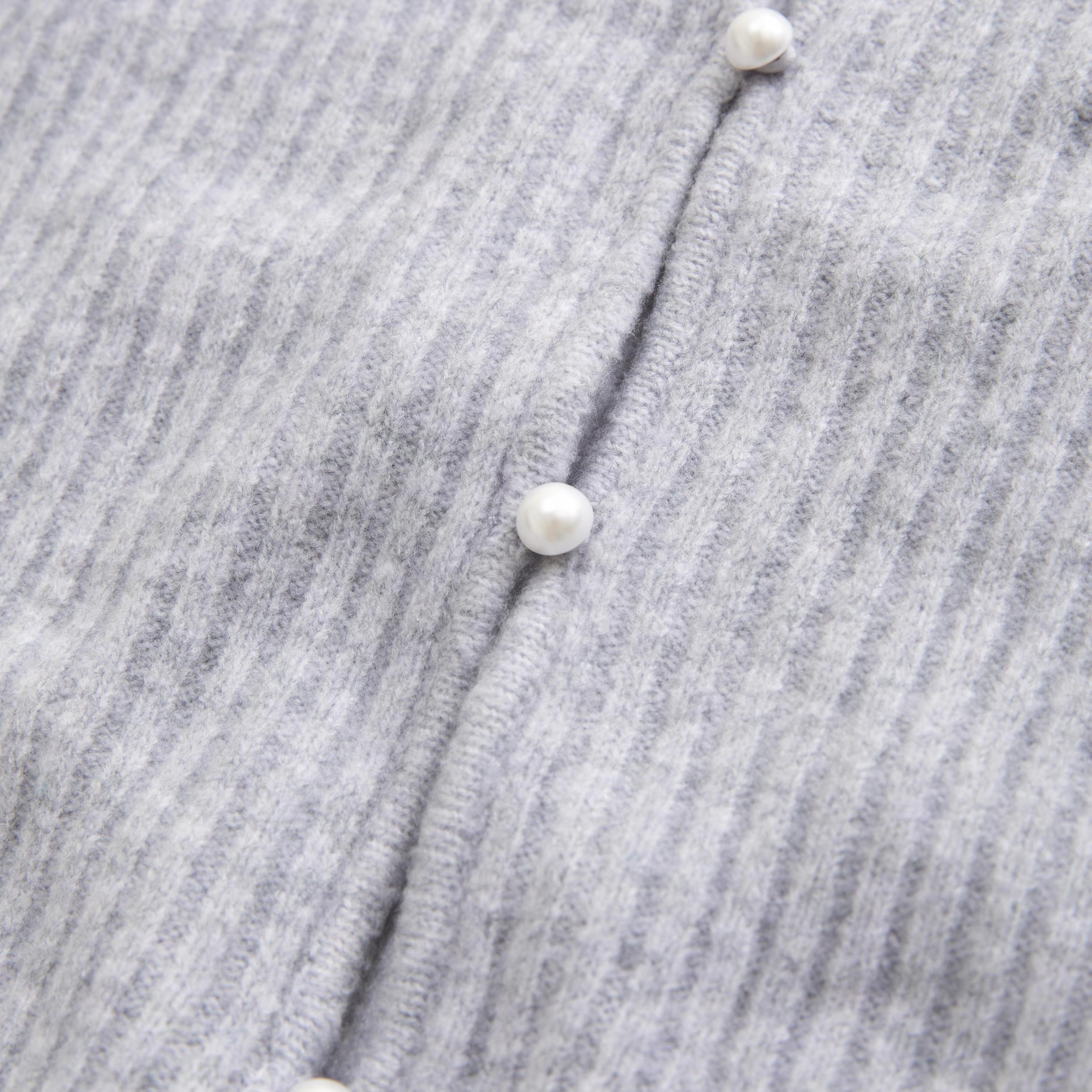 Short-Sleeve Pearl Button Collared Cardigan Product Image