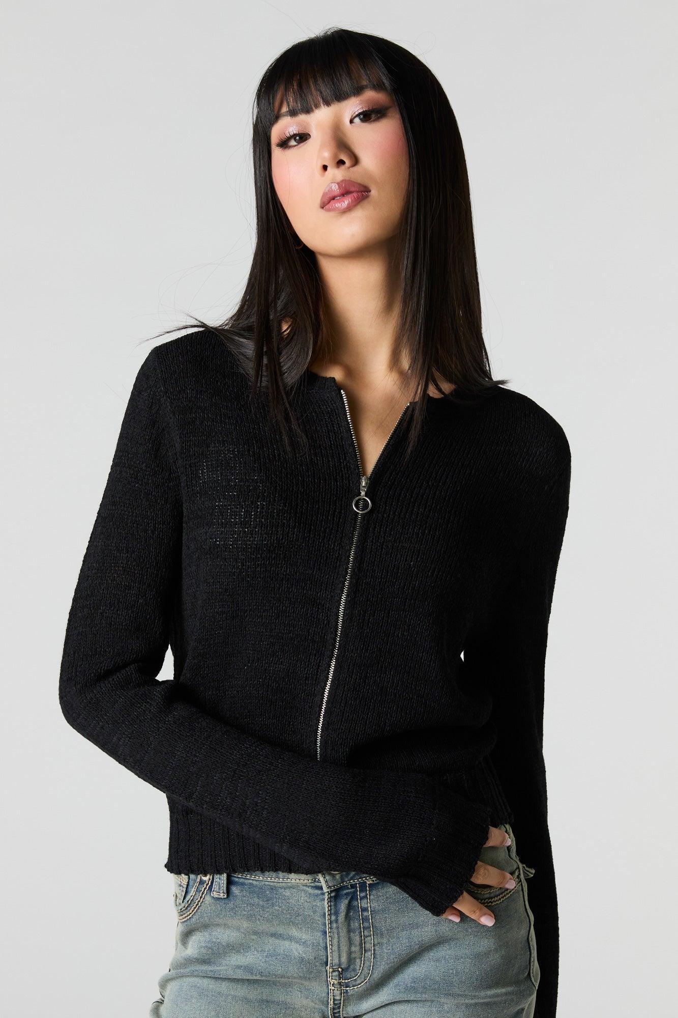 Zip-Up Cardigan Sweater Female Product Image