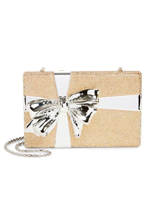 JUDITH LEIBER Gift Box Clutch In Silver Prosecco Product Image