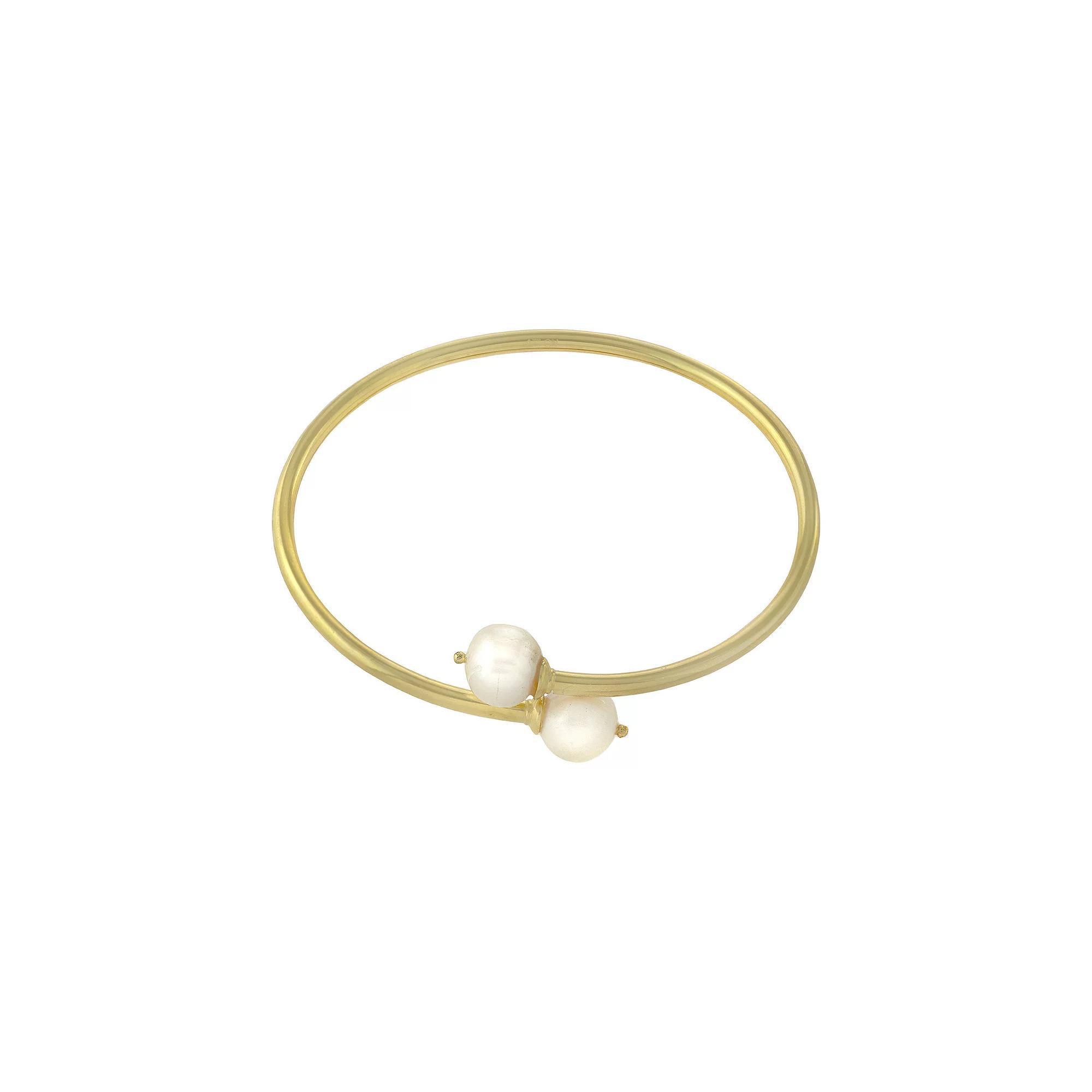 Main and Sterling Freshwater Cultured Pearl Bypass Bangle Bracelet, Women's, Size: 7", Silver Tone Product Image