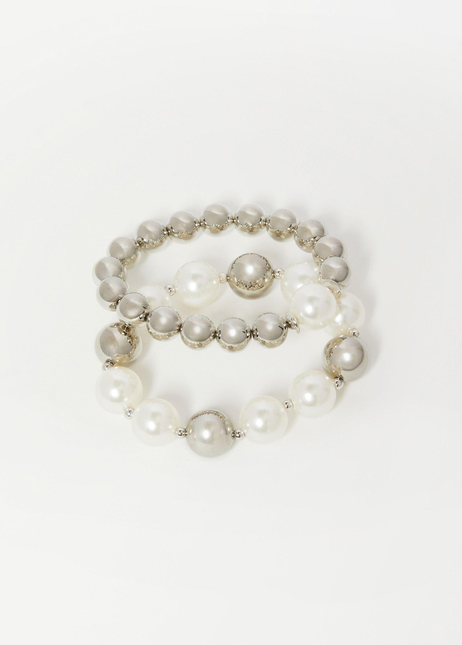 Faux Pearl And Bead Bracelet Set Product Image