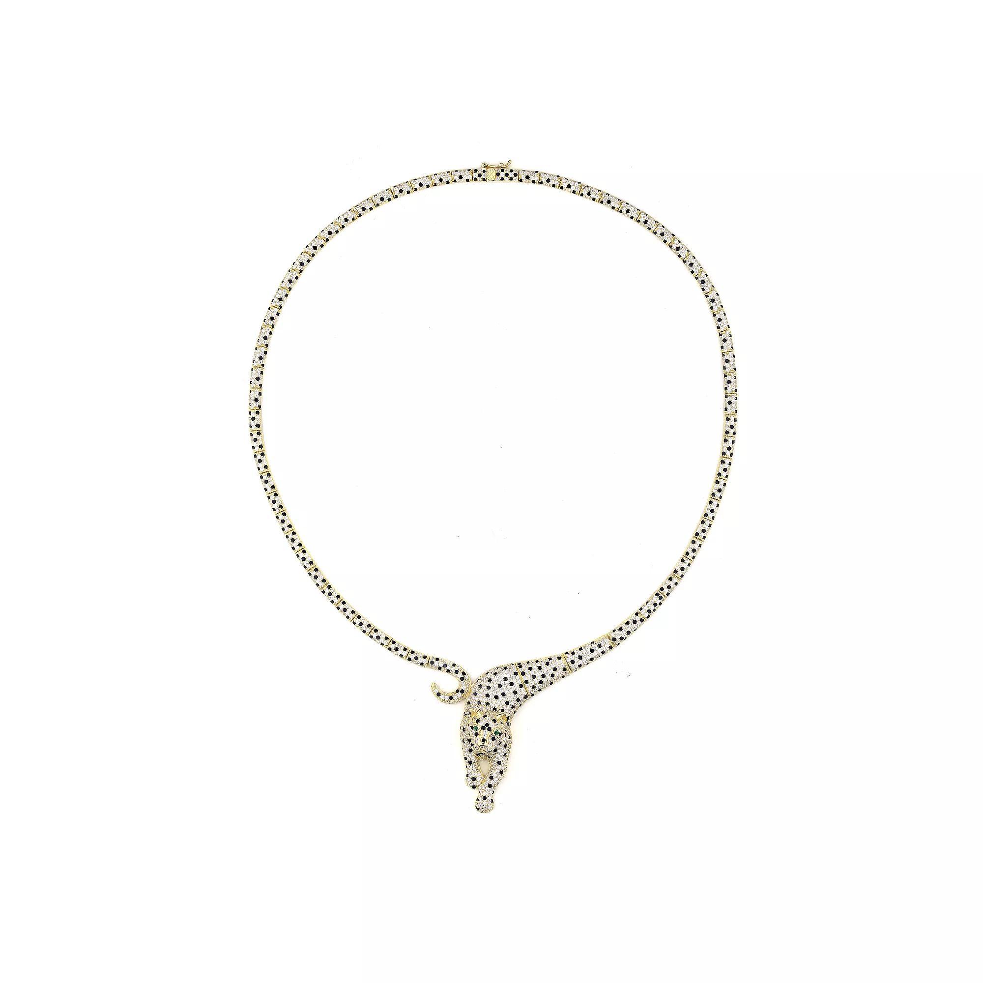 Ivy Sharpe Gold Over Brass Cubic Zirconia Panther Necklace, Women's, Size: 7.25", Gold Tone Product Image