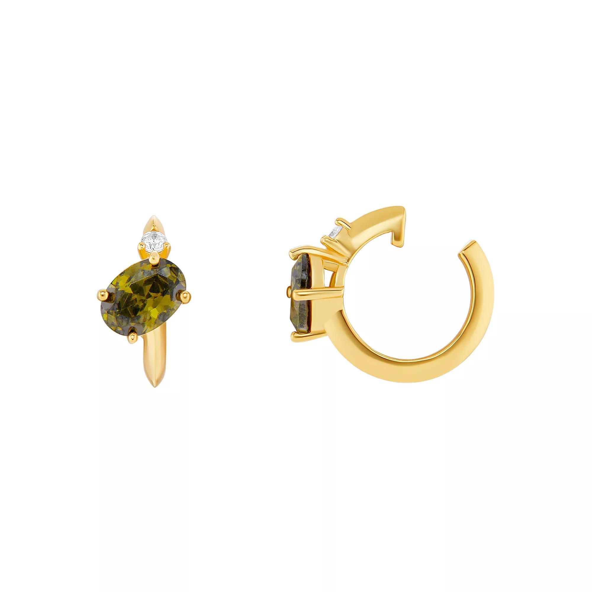 PRIMROSE Sterling Silver Cubic Zirconia Birthstone Ear Cuff, Women's, Gold Tone August Product Image
