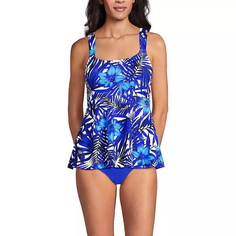 Women's Lands' End Flutter Empire UPF 50 Tankini Swimsuit Top, Size: XS, Blue Ditsy Floral Product Image