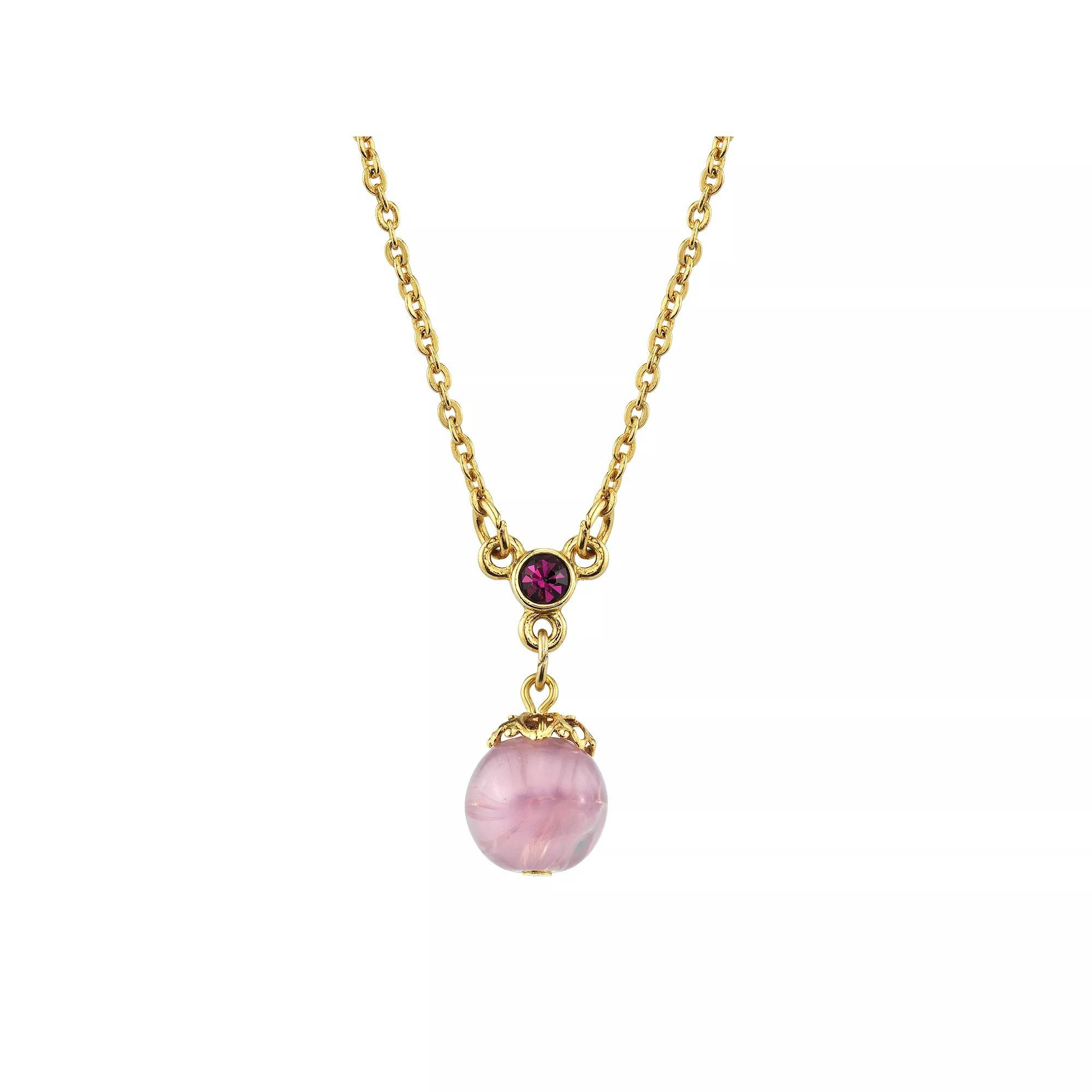 1928 Jewelry Gold Tone Light Amethyst Colored Bead Pendant Necklace, Womens, Purple Product Image