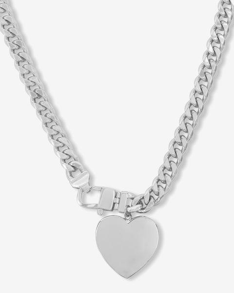 Julian XL Heart Cuban Chain Necklace 18" - Silver Product Image