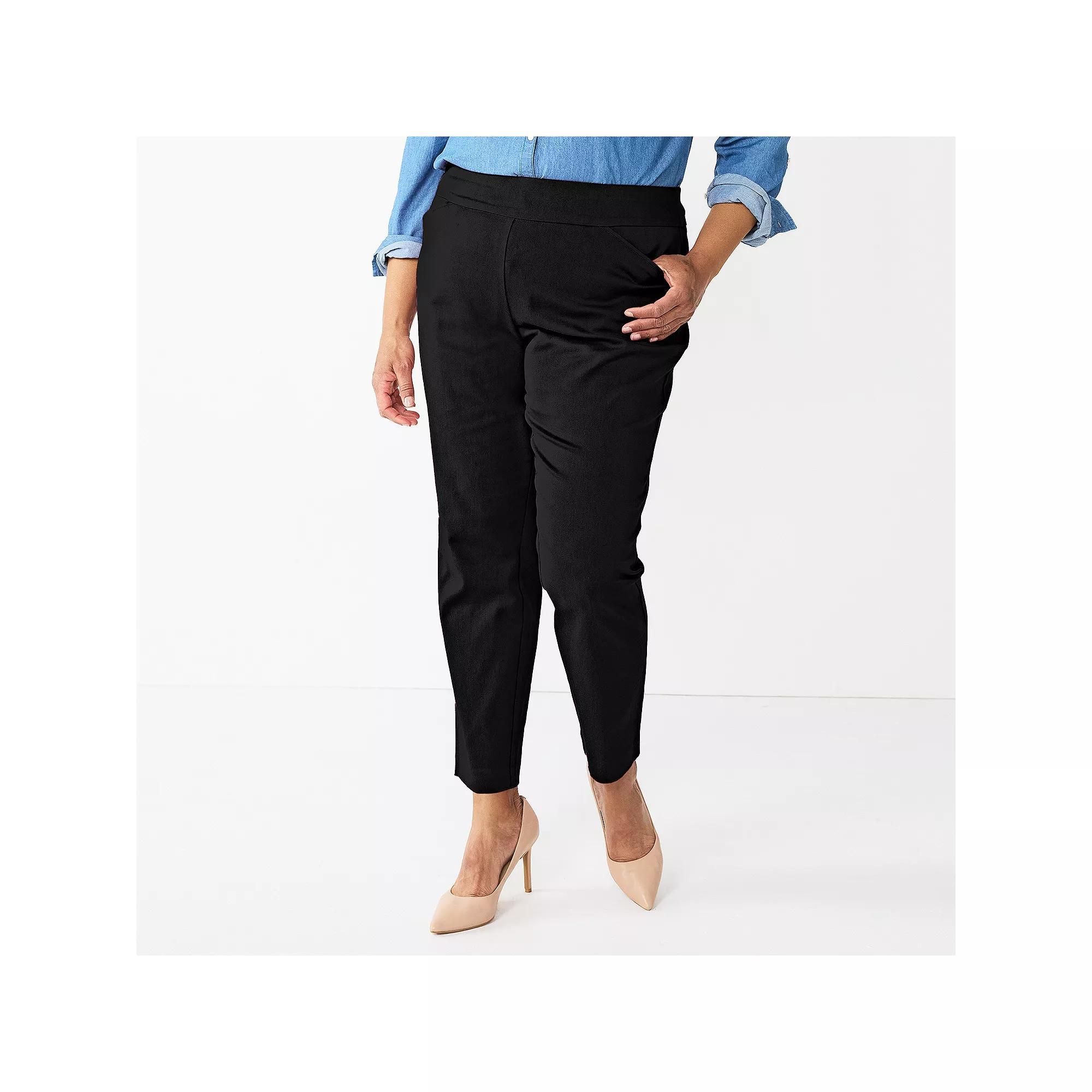 Plus Size Croft & Barrow® Effortless Stretch Pull-On Straight-Leg Pants, Women's, Size: 24W Short, Black Product Image