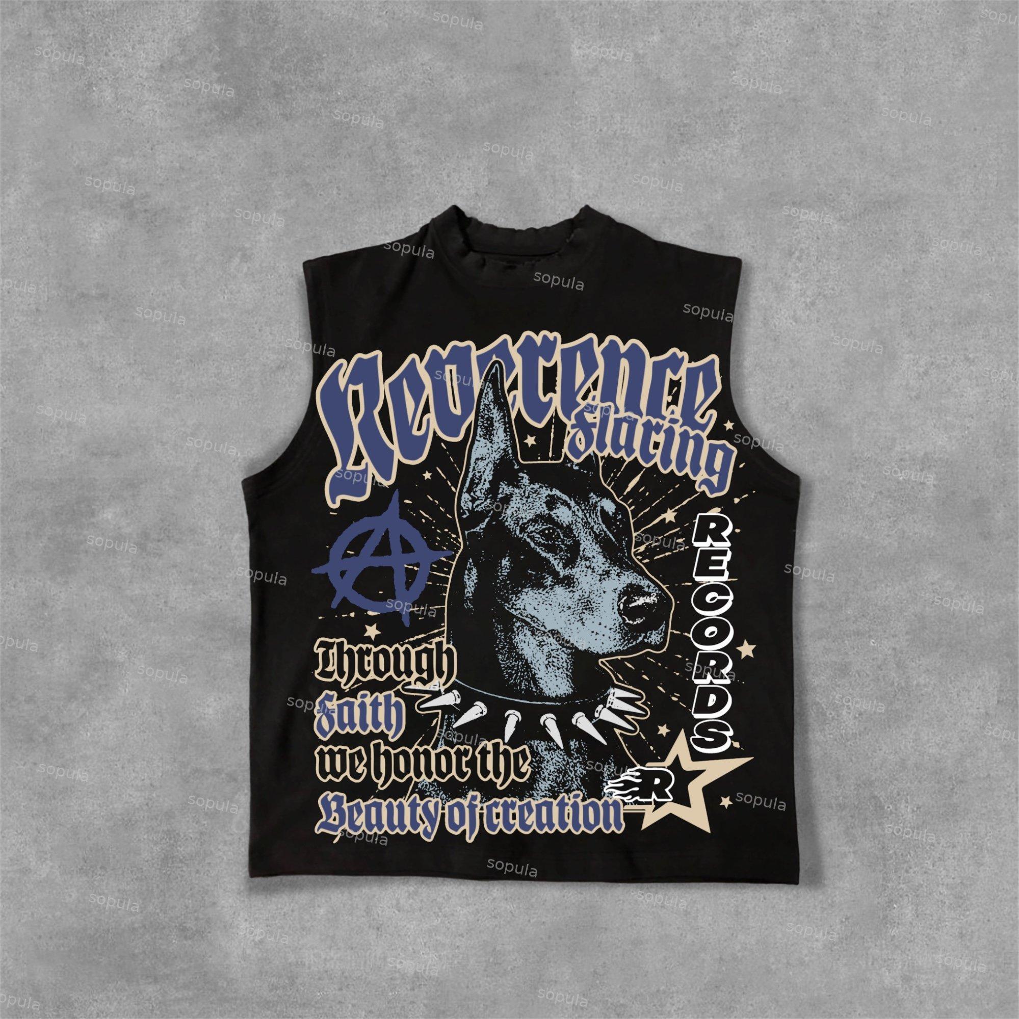 Doberman Retro Old Graphic Cotton Sleeveless Shirts Tank Top Product Image