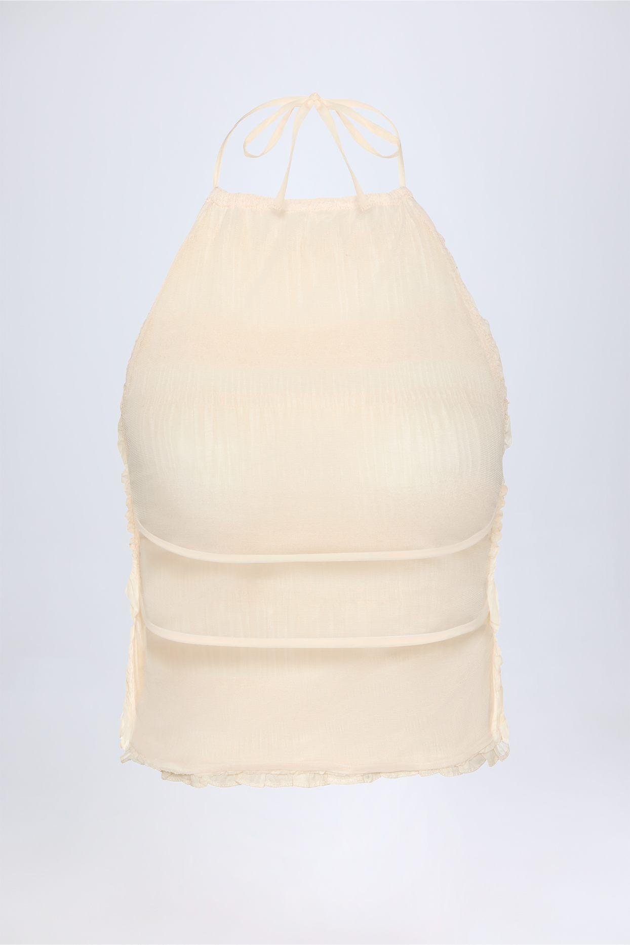 Ruffled Mid-Rise Shorts in Ivory Product Image