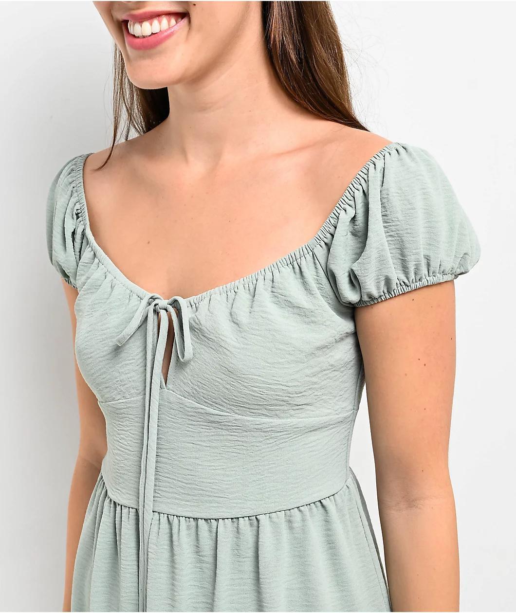 Spicychix Open Back Green Boho Mini Dress Product Image