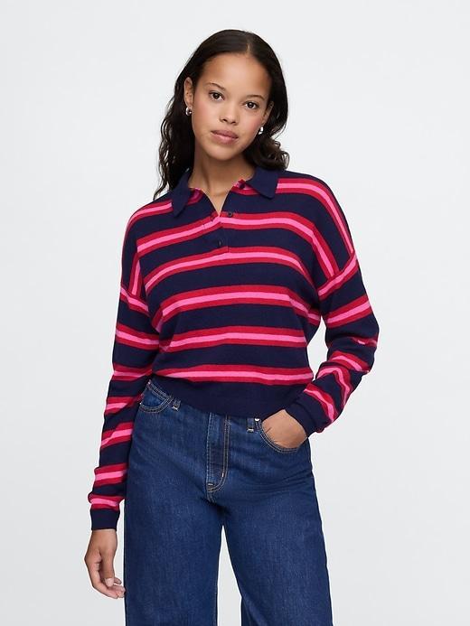 CashSoft Relaxed Polo Sweater Product Image