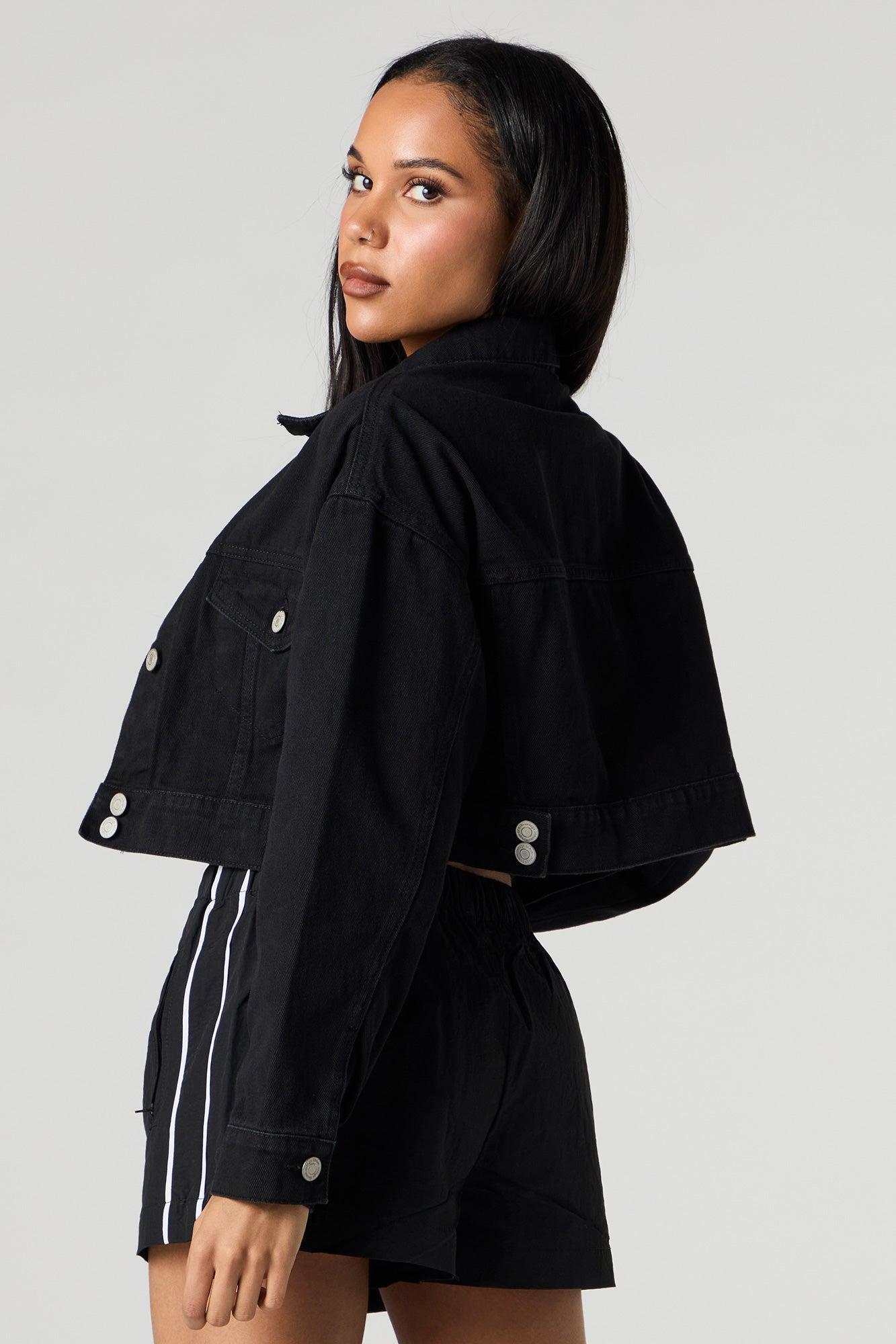 Cropped Denim Trucker Jacket Female Product Image